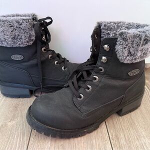 Lugz Women's Black and Gray Fur-Trimmed Boots